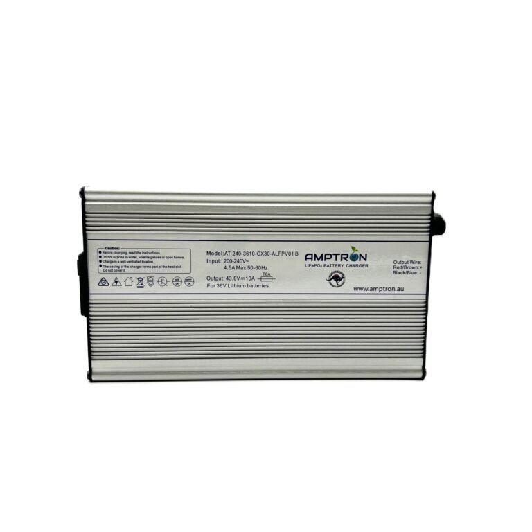 AC-DC 36V 10A Lithium ​LiFePO4 Battery Charger C/W GX30 round Din Plug + battery wakeup feature